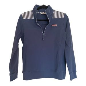 EUC Vineyard Vines Blue with Stripes Shep 1/4 Zip Pullover Sweatshirt Top XS